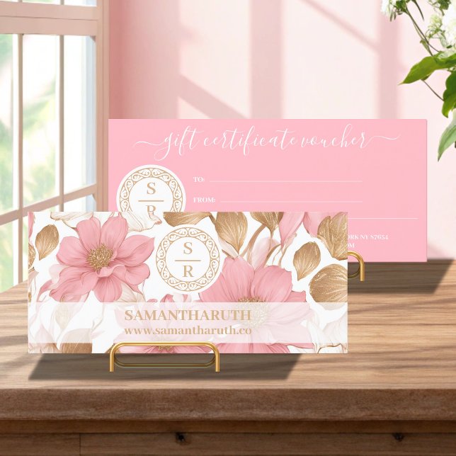 Luxury Floral Monogram Logo Brand Gift Certificate (Creator Uploaded)