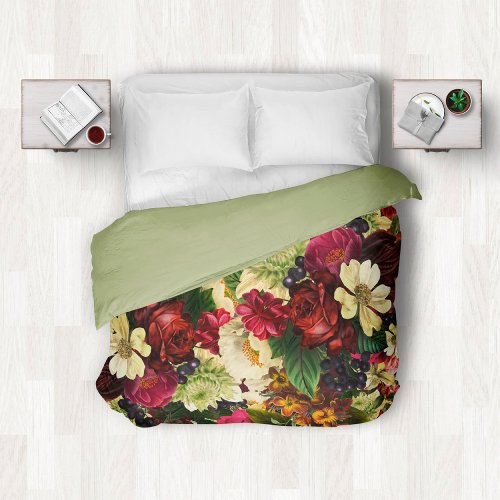 Luxury Floral Pattern Burgundy Red ID917 Duvet Cover
