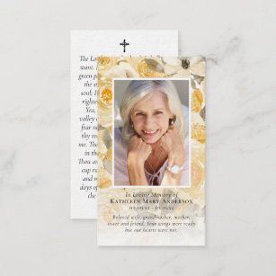 Luxury Floral Photo Memorial Prayer Card