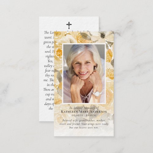 Luxury Floral Photo Memorial Prayer Card