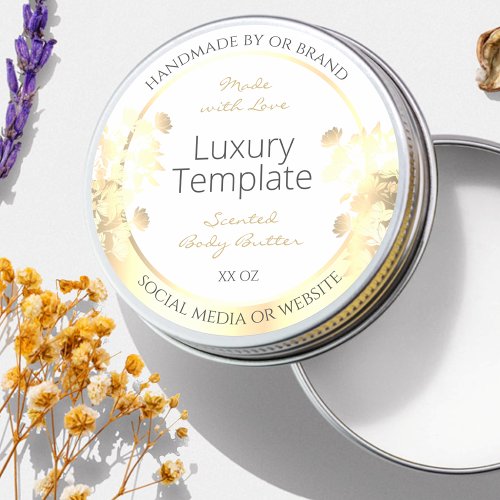 Luxury Floral Product Packaging Labels White Gold
