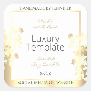 Luxury Floral Product Packaging Labels White Gold