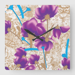Luxury Floral Wall Clock – Purple Elegance