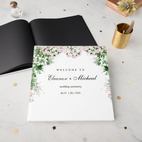 Luxury Floral Wedding Soft Pink Botanical Theme Guest Book