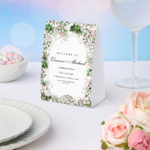 Luxury Floral Wedding Soft Pink Botanical Theme Paper Table Tent