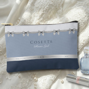 Luxury Flower Girl   Slate Blue Coquette Accessory Pouch