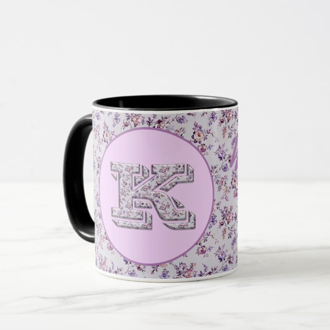 Luxury Flowers Monogram K Mug (Front Left)