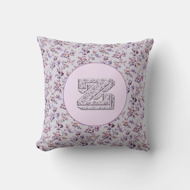 Luxury Flowers Monogram Z Throw Pillow (Front)