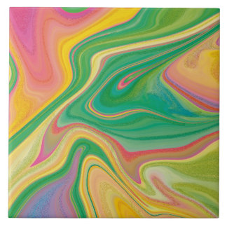 Luxury Fluid Art - Contemporary Abstract Design Ceramic Tile
