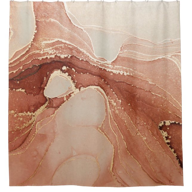 Luxury Fluid Art: Marble-Ink Fusion Shower Curtain (Front)