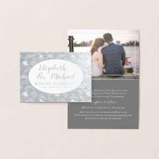 Luxury FOIL PHOTO Folded Elegant Leaves WEDDING Card