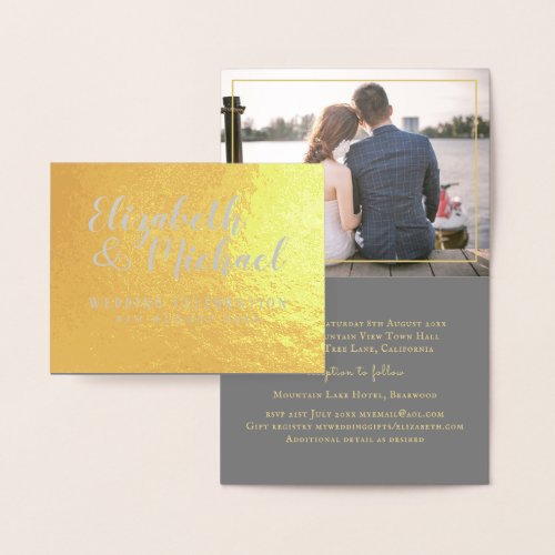 Luxury FOIL PHOTO Folded Elegant Modern WEDDING Foil Card