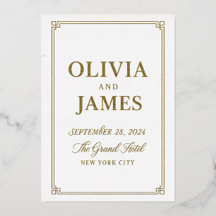 Luxury Foil Wedding Invitation – Black Marble 5x7 