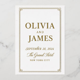 Luxury Foil Wedding Invitation – Black Marble 5x7 