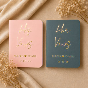 Luxury Foil Wedding Vow Books for Bride & Groom