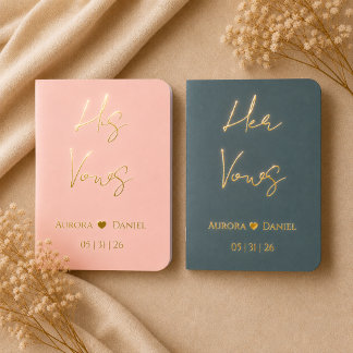 Luxury Foil Wedding Vow Books for Bride & Groom