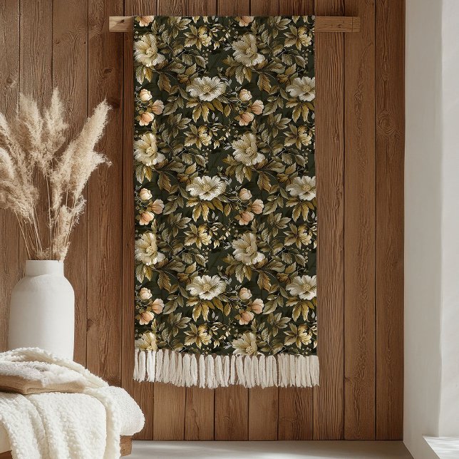 Luxury Foliage Blanket Elegant Green Gold Tones (Luxury Foliage Blanket Elegant Green Gold Tones)
