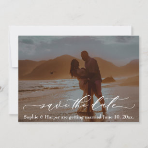 Luxury Font Romantic Beach Photo Save the Date Invitation