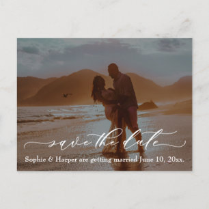 Luxury Font Typography Romantic Beach Photo Postcard
