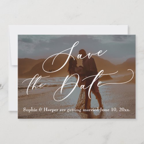 Luxury Font Your Beach Photo Save the Date Card
