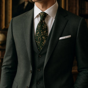 Luxury Forest Green Equestrian Old Money Neck Tie