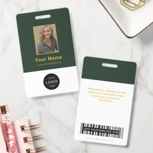 Luxury Forest Green Gold Corporate Photo Logo Badge