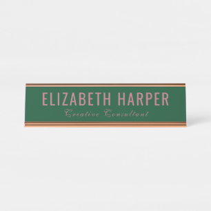 Luxury Forest Green & Rose Gold Executive Desk Name Plate