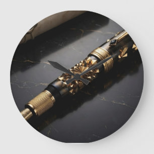 Luxury Fountain Pen Art Print Large Clock