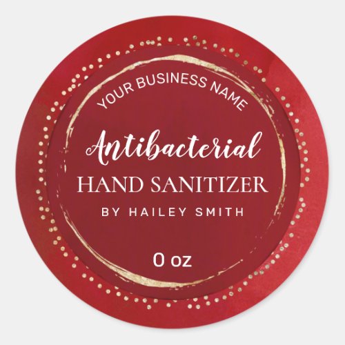 Luxury Framed Red And Gold Hand Sanitizer labels