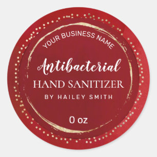 Luxury Framed Red And Gold Hand Sanitizer labels
