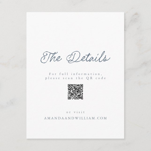 Luxury French Wedding Details Card QR Code  (Front)