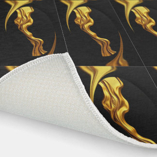 Luxury Full Gold Swirl Black Weather Resistant Dec Outdoor Rug