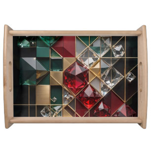 Luxury Futuristic Christmas Mosaic Abstract Serving Tray