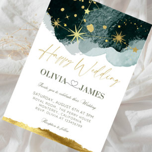 Luxury Galaxy Wedding - Celestial Starry Night Invitation