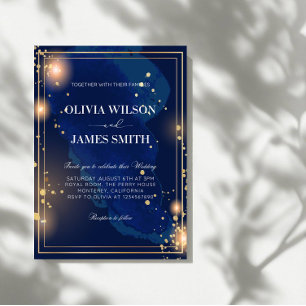 Luxury Galaxy Wedding-Celestial Starry Night Party Invitation