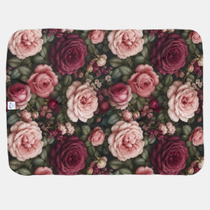 Luxury Garden Rose Floral Art Baby Blanket