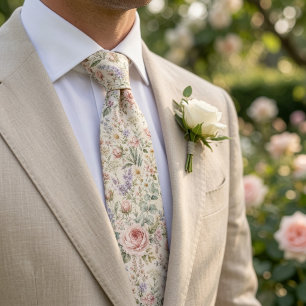 Luxury Garden Rose Wedding Neck Tie