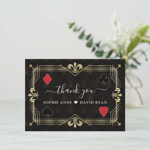 Luxury Gatsby Casino Las Vegas Poker Wedding  Thank You Card