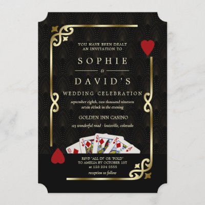 Luxury Gatsby Casino Vegas Poker Wedding Invitation