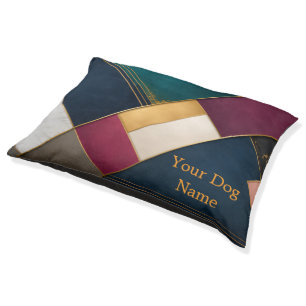 Luxury Geometric Art Custom Name Dog Bed
