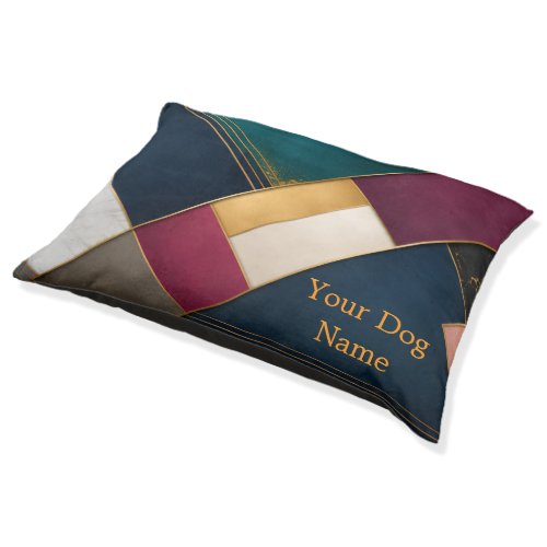 Luxury Geometric Art Custom Name Dog Bed