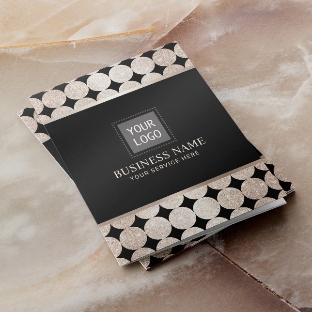 Luxury Geometric Black & Gold Circles Custom Logo Pocket Folder (Creator Uploaded)