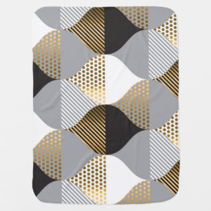 Luxury geometric: black, gold pattern baby blanket