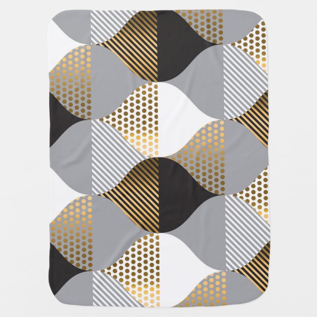 Luxury geometric: black, gold pattern baby blanket (Front)