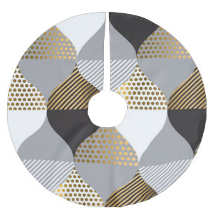 Luxury geometric: black, gold pattern brushed polyester tree skirt