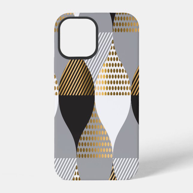 Luxury geometric: black, gold pattern iphone case (Back)