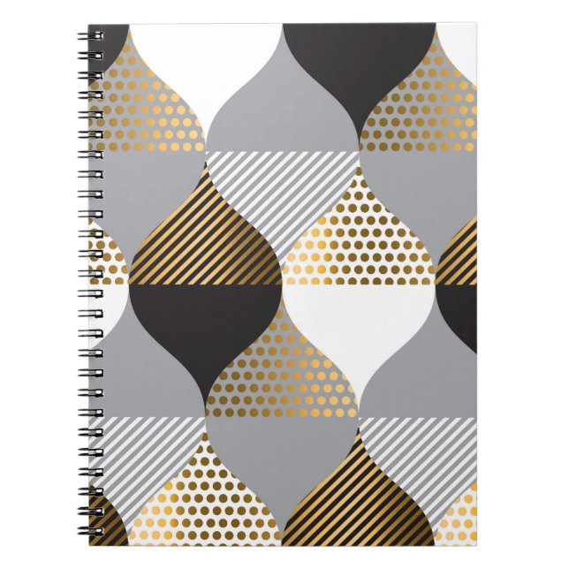 Luxury geometric: black, gold pattern notebook (Front)