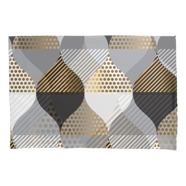 Luxury geometric: black, gold pattern pillow case (Front)