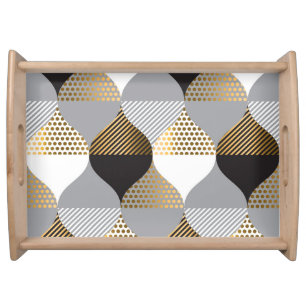 Luxury geometric: black, gold pattern serving tray