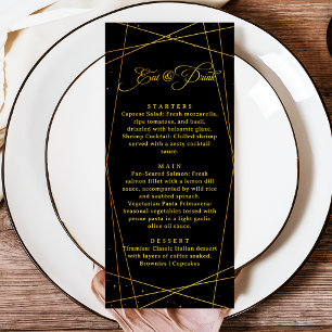 Luxury Geometric Black Tie Wedding Dinner Menu